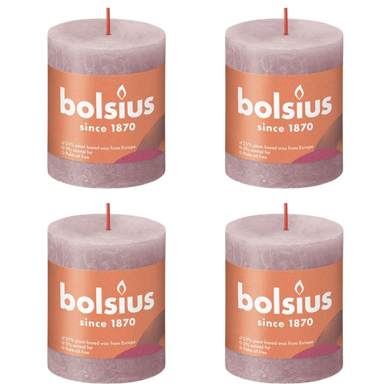 Bolsius Bolsius Stollen Shine 4 St Rustic 80x68 mm Ash rosa