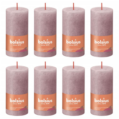 Bolsius Bolsius Stompkaarsen Shine 8 st rustiek 100x50 mm ash rose
