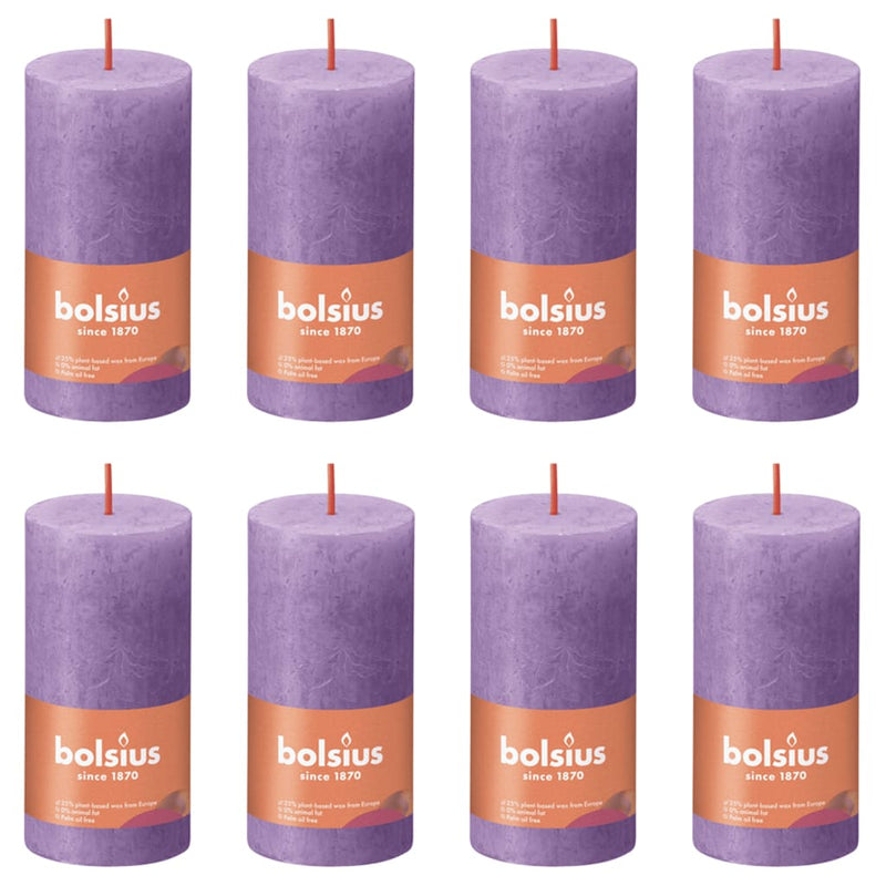 Bolsius Bolsius Stompkaarsen Shine 8 st rustiek 100x50 mm levendig violet