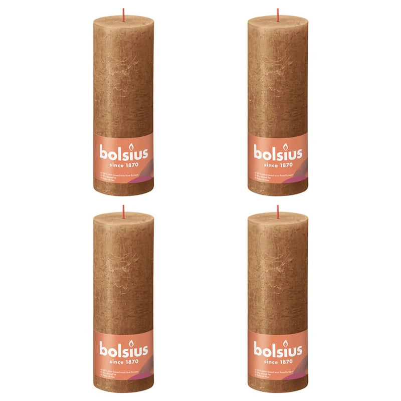 Bolsius Bolsius Stollen Shine 4 St Rustiek 190x68 mm Spice Brown
