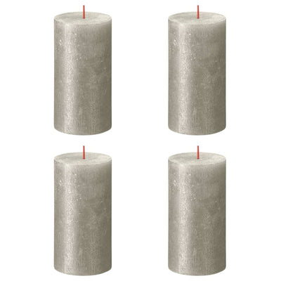 Bolsius Bolsius Stompkaarsen Shimmer 4 st rustiek 130x68 mm champagnekleurig
