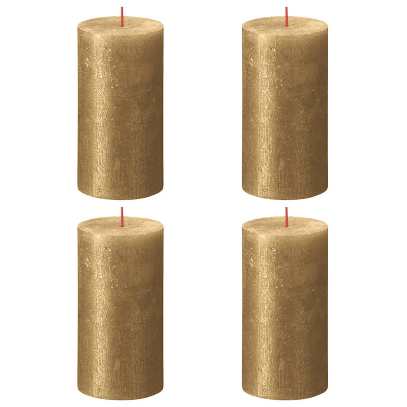 Bolsius Bolsius Stompkaarsen Shimmer 4 st rustiek 130x68 mm goudkleurig