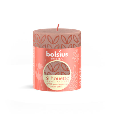 Bolsius Bolsius Silhouette Stub Candle Misty Pink con stampa 8x6,8 cm