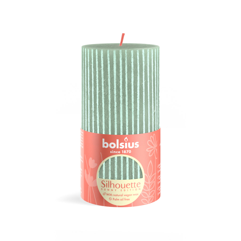 Bolsius Bolsius Silhouette Stub Candle Jadegroen con stampa 13x6,8 cm