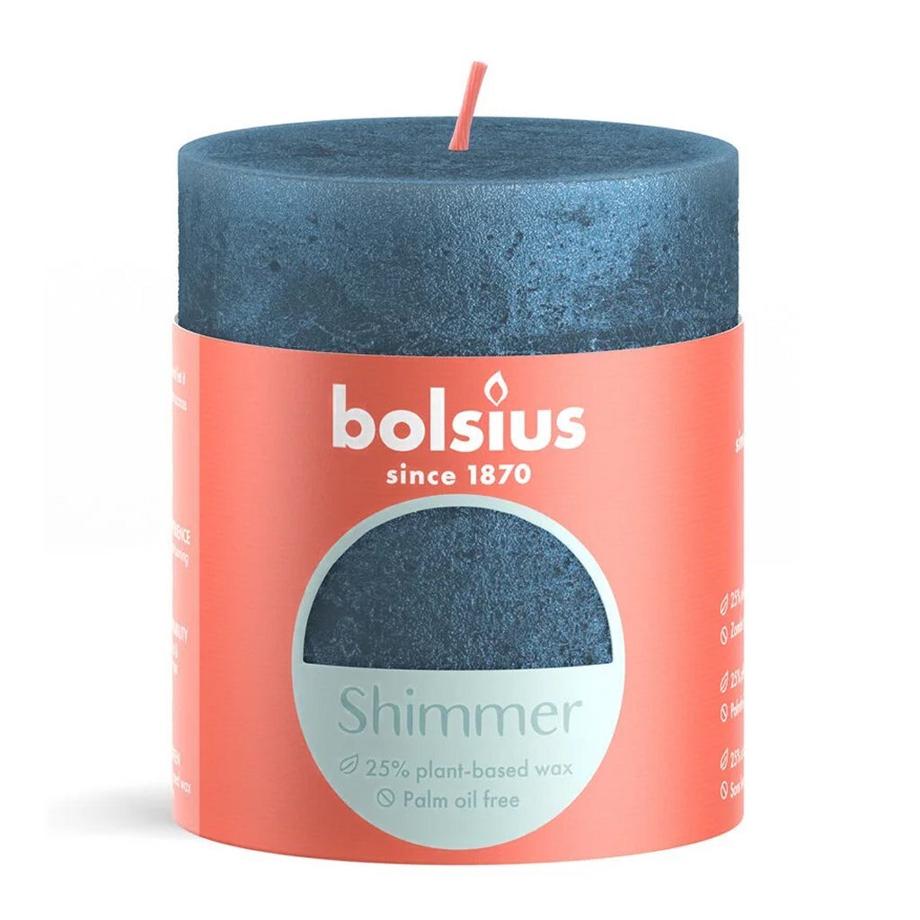 Bolsius Bolsius Shimmer Stub Candela 8x6,8 cm blu