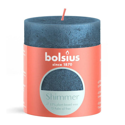 Bolsius Bolsius Shimmer Stub Candle 8x6.8 cm azul