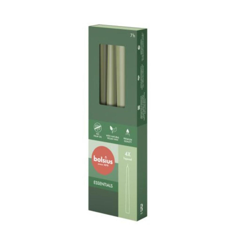 Candele gotiche Bolsius 245 24 Box 4 Fresh Olive