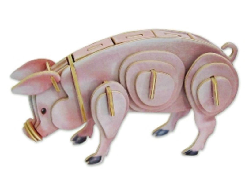 Kit de construcción de madera: cerdo 3D, 24 cm