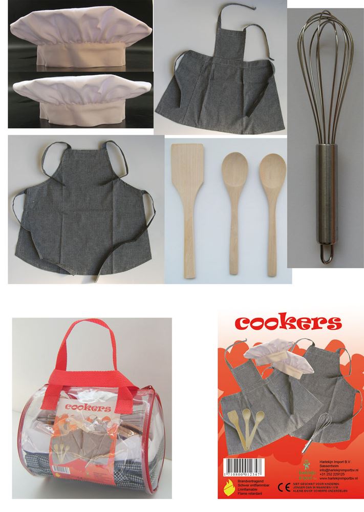 Abbigliamento da chef + accesso per 2 bambini