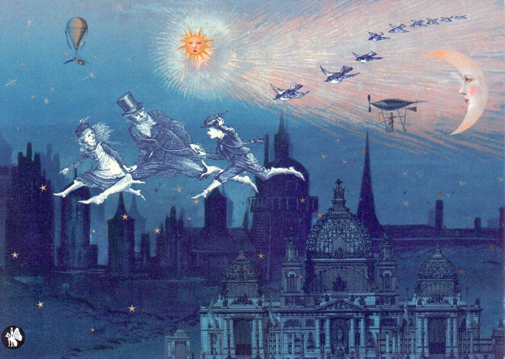 Cartolina illustrata cd01: volo notturno. 6 pezzi