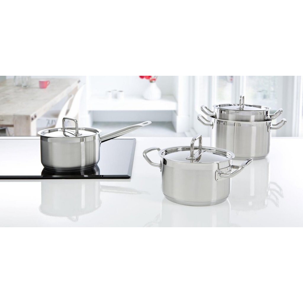 BK Precision Pan set in vetro in acciaio inossidabile a 4 pezzi argento