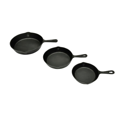 Sartenes de fritura de hierro fundido Vidaxl Conjunto de 3-DLG