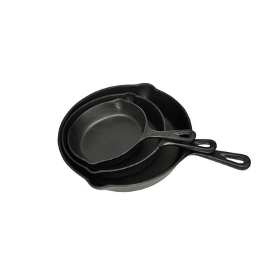 Sartenes de fritura de hierro fundido Vidaxl Conjunto de 3-DLG