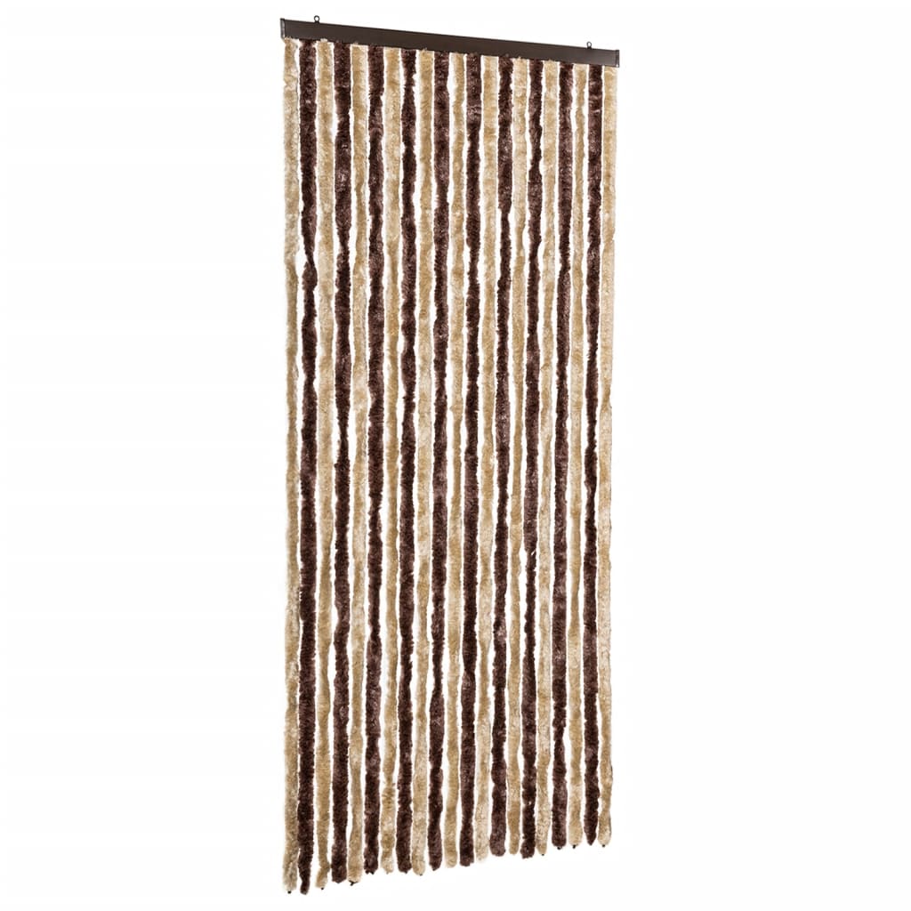 Vidaxl Fly Curtain 90x220 cm Chenille beige e marrone chiaro