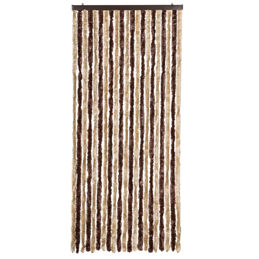 Vidaxl Fly Curtain 90x220 cm Chenille beige e marrone chiaro
