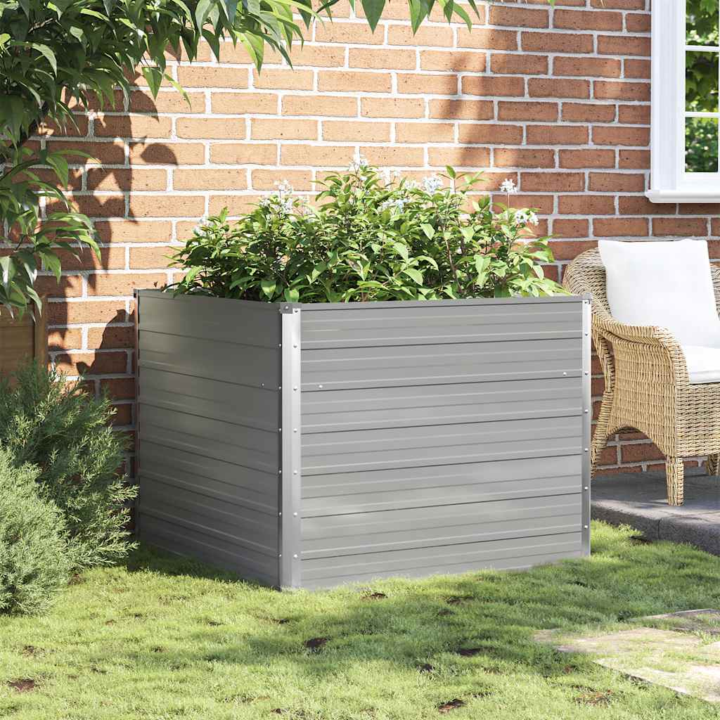 Plantador Vidaxl elevado 100x100x77 cm de acero galvanizado gris