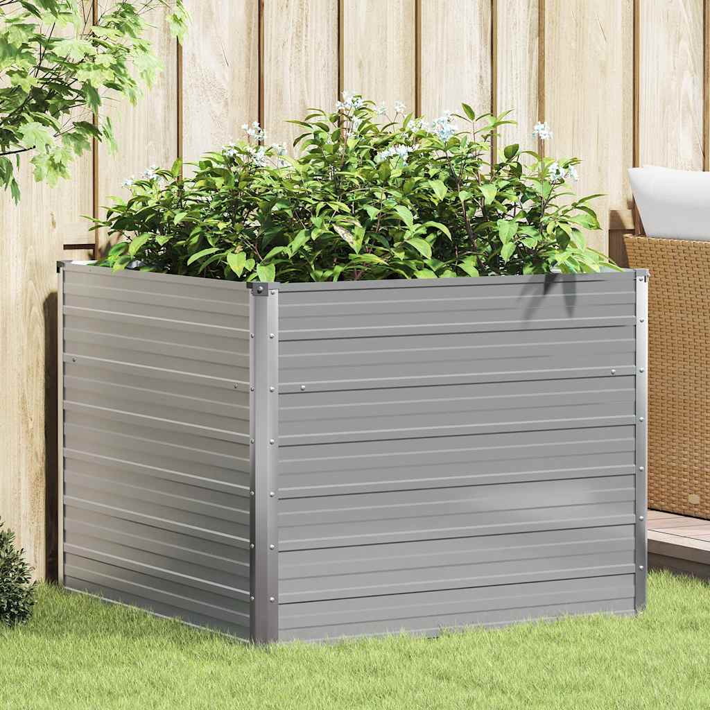 Plantador Vidaxl elevado 100x100x77 cm de acero galvanizado gris