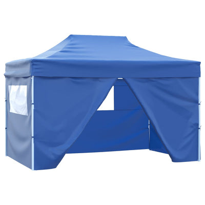 Pop-up della tenda pieghevole Vidaxl con 4 pareti laterali 3x4,5 m blu