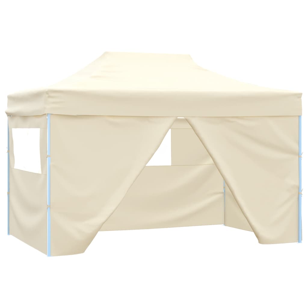 Vidaxl plegable ventana emergente con 4 paredes laterales 3x4.5 m crema blanca