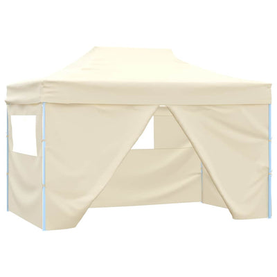 Vidaxl plegable ventana emergente con 4 paredes laterales 3x4.5 m crema blanca
