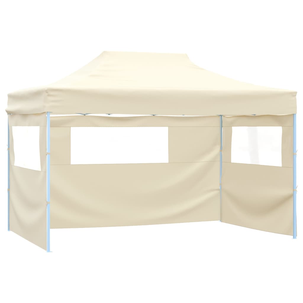 Vidaxl plegable ventana emergente con 4 paredes laterales 3x4.5 m crema blanca