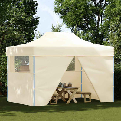 Vidaxl plegable ventana emergente con 4 paredes laterales 3x4.5 m crema blanca