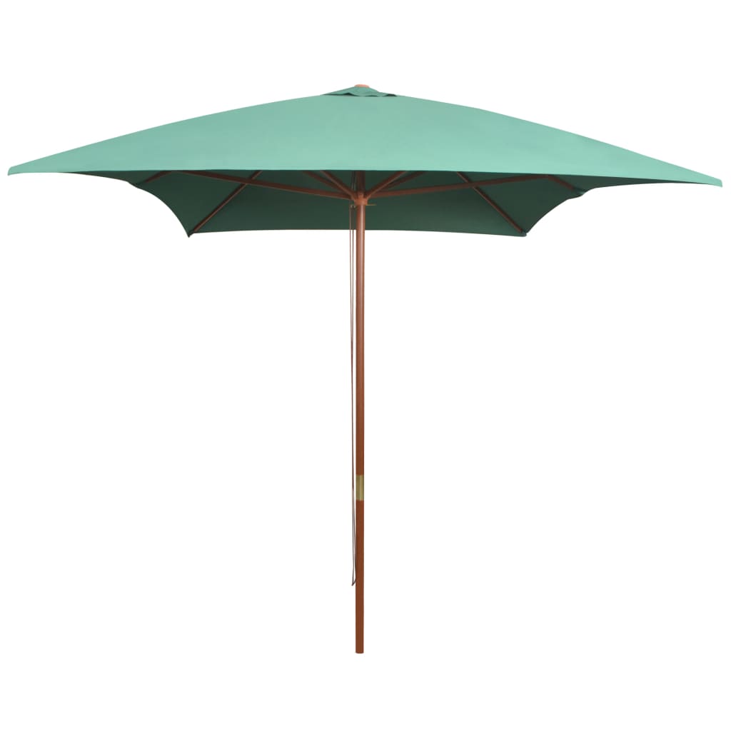 Parasol Vidaxl con polo de madera 200x300 cm verde