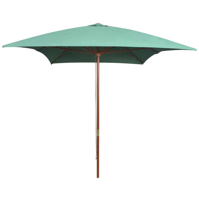 Parasol Vidaxl con polo de madera 200x300 cm verde