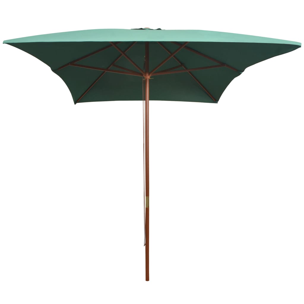 Parasol Vidaxl con polo de madera 200x300 cm verde