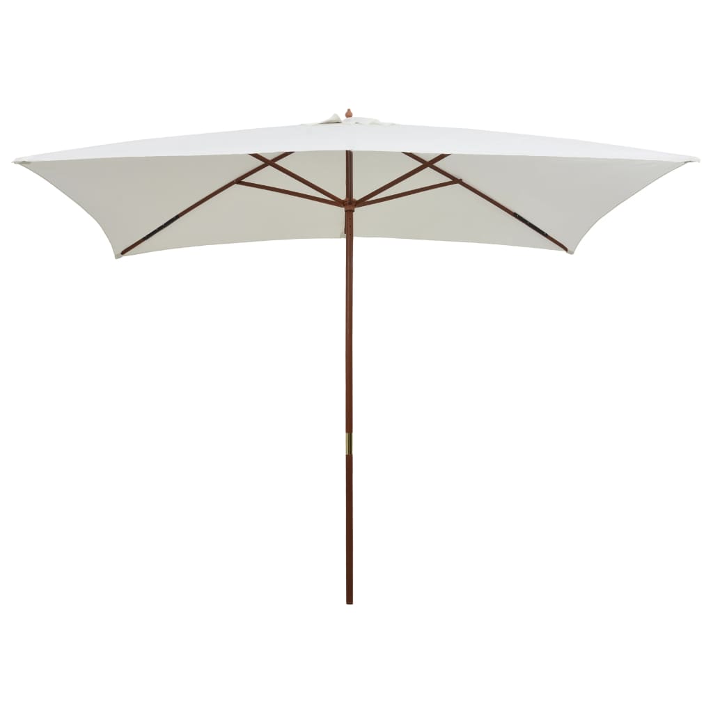 Parasol Vidaxl con pole de madera 200x300 cm de crema blanca