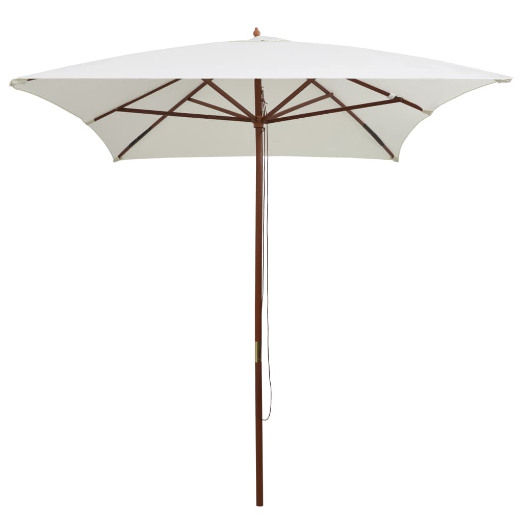 Parasol Vidaxl con pole de madera 200x300 cm de crema blanca