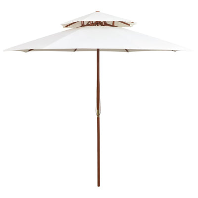 Vidaxl Double Decker Parasol 270x270 cm Crema di palo in legno bianco