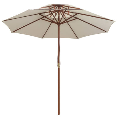 Vidaxl Double Decker Parasol 270x270 cm Crema di palo in legno bianco