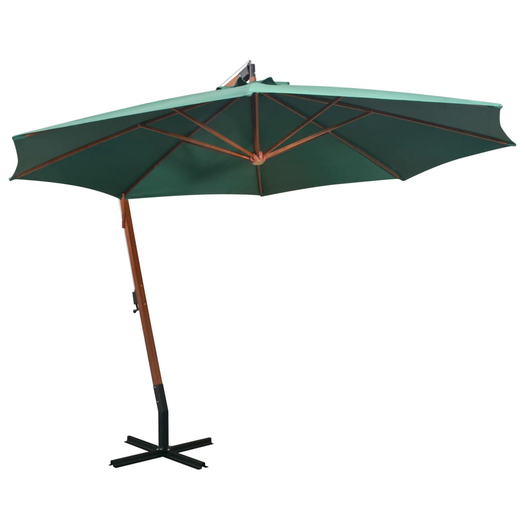 Vidaxl Parasol flotante 350 cm Pole de madera verde