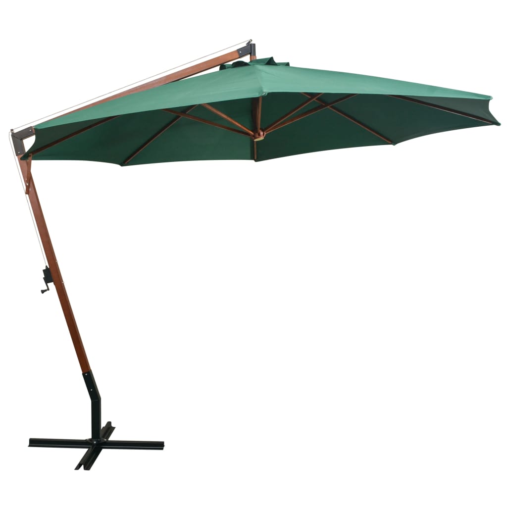 Vidaxl Parasol flotante 350 cm Pole de madera verde
