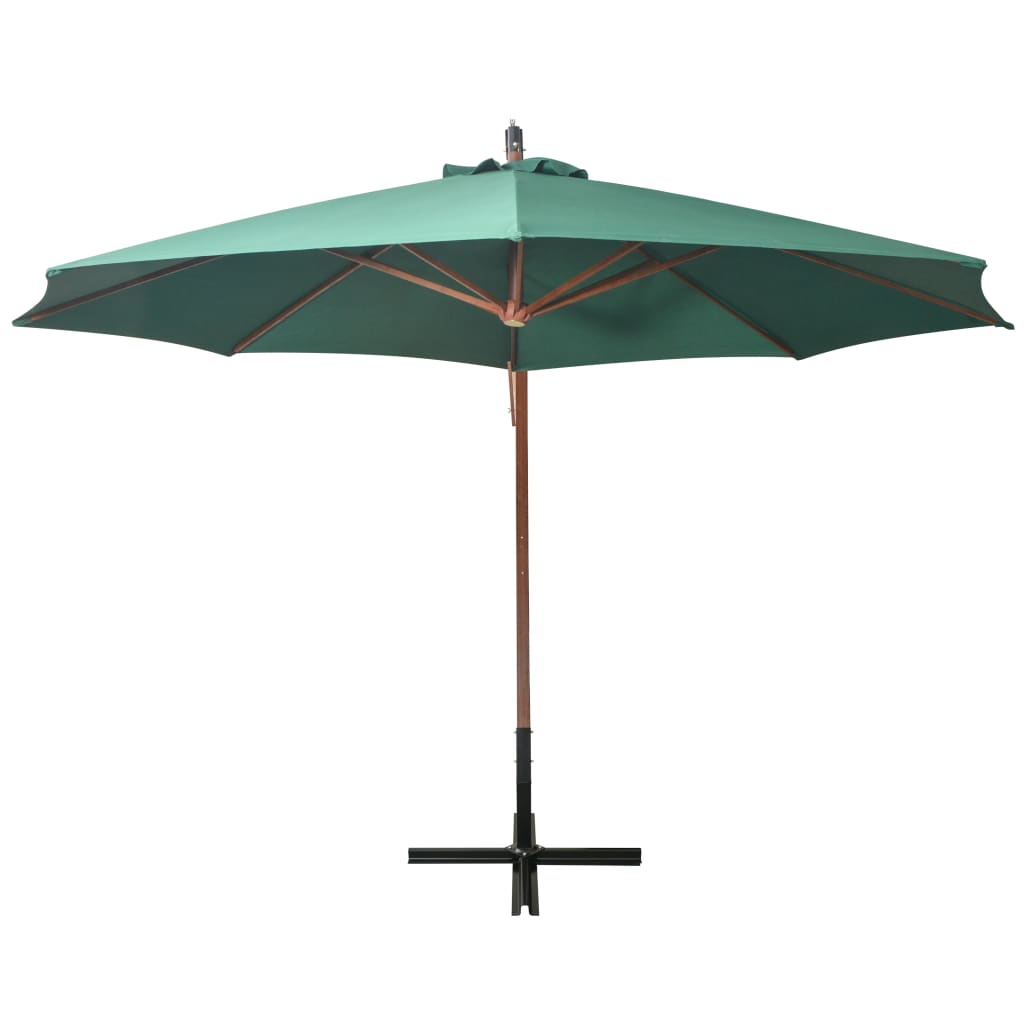 Vidaxl Parasol flotante 350 cm Pole de madera verde