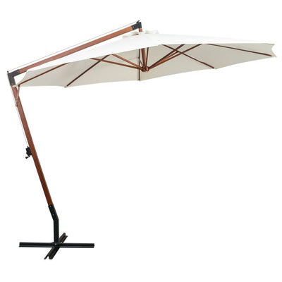 Vidaxl Parasolo galleggiante con palo di legno 350 cm bianco