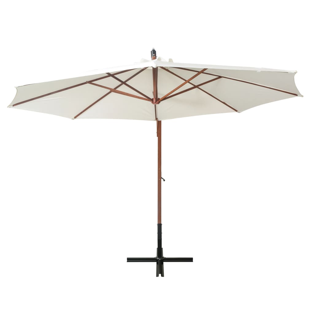 Vidaxl Parasolo galleggiante con palo di legno 350 cm bianco