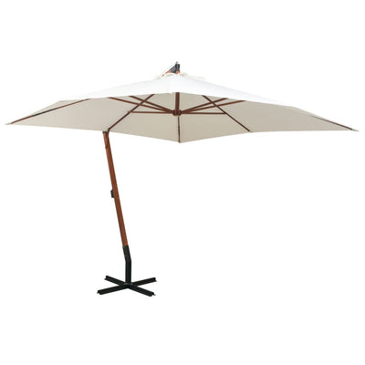 Vidaxl Parasolo galleggiante con polo in legno 300x300 cm bianco