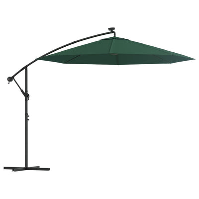 Vidaxl Parasolo galleggiante con illuminazione a LED e polo metallico 300 cm verde