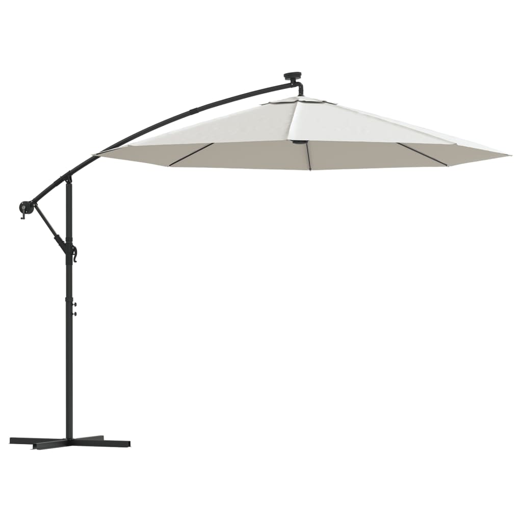 Parasol flotante de Vidaxl con iluminación LED y poste de metal de 300 cm de arena