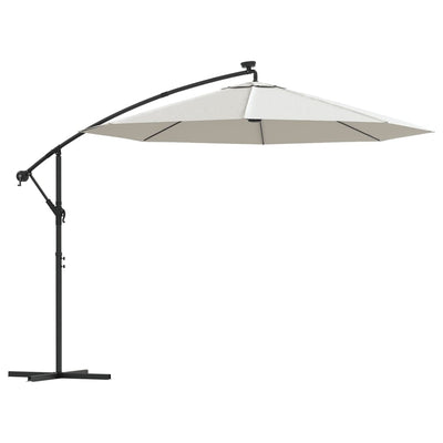 Vidaxl Parasolo galleggiante con illuminazione a LED e polo metallico da 300 cm sabbia
