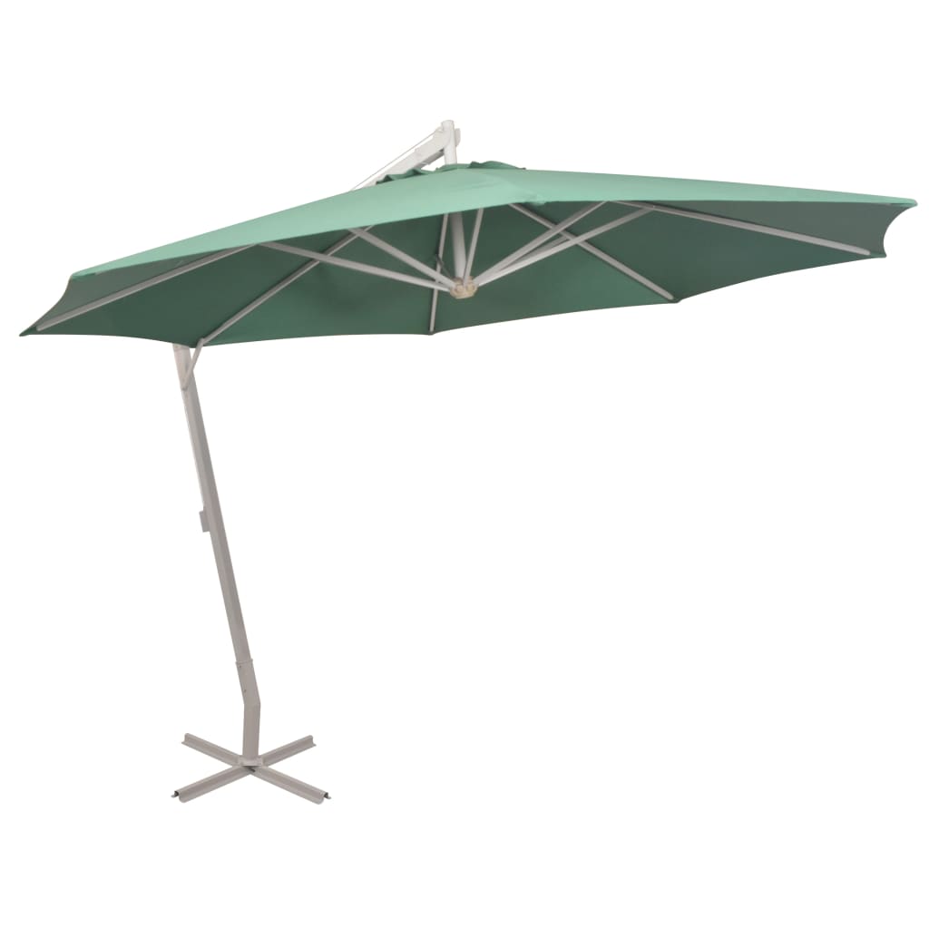 Parasol flotante de Vidaxl con poste de aluminio de 350 cm verde