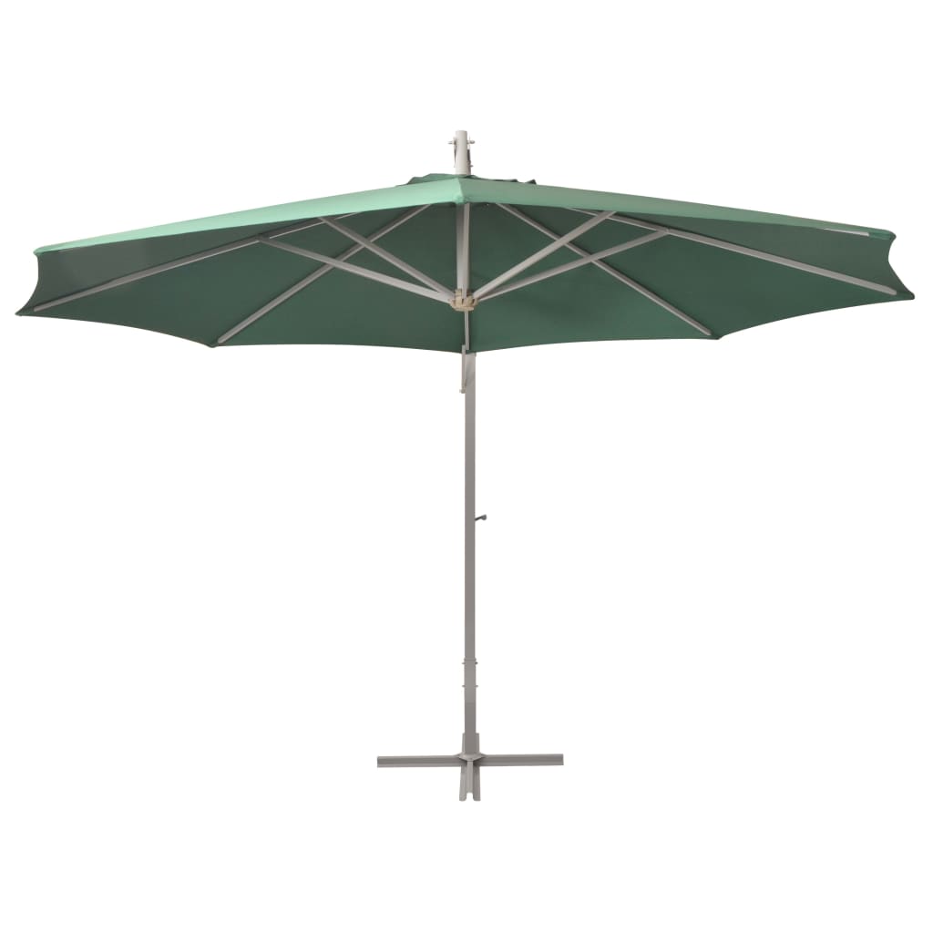 Parasol flotante de Vidaxl con poste de aluminio de 350 cm verde