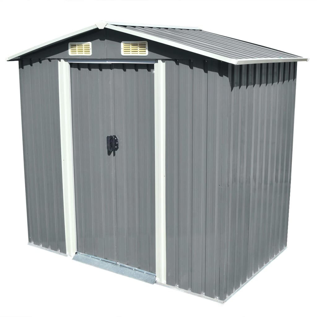 Vidaxl Garden Shed 204x132x186 cm de metal gris