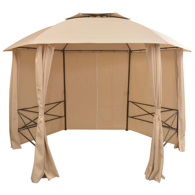 Padiglione da giardino Vidaxl con tende esagonale 360x265 cm
