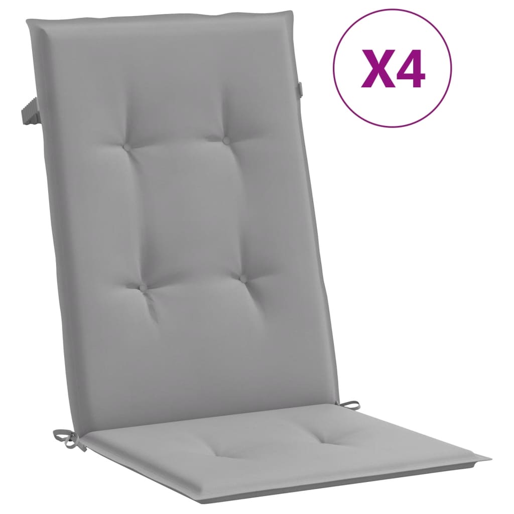 Vidaxl Garden Cushions 4 Stad Back 120x50x3 cm Grigio