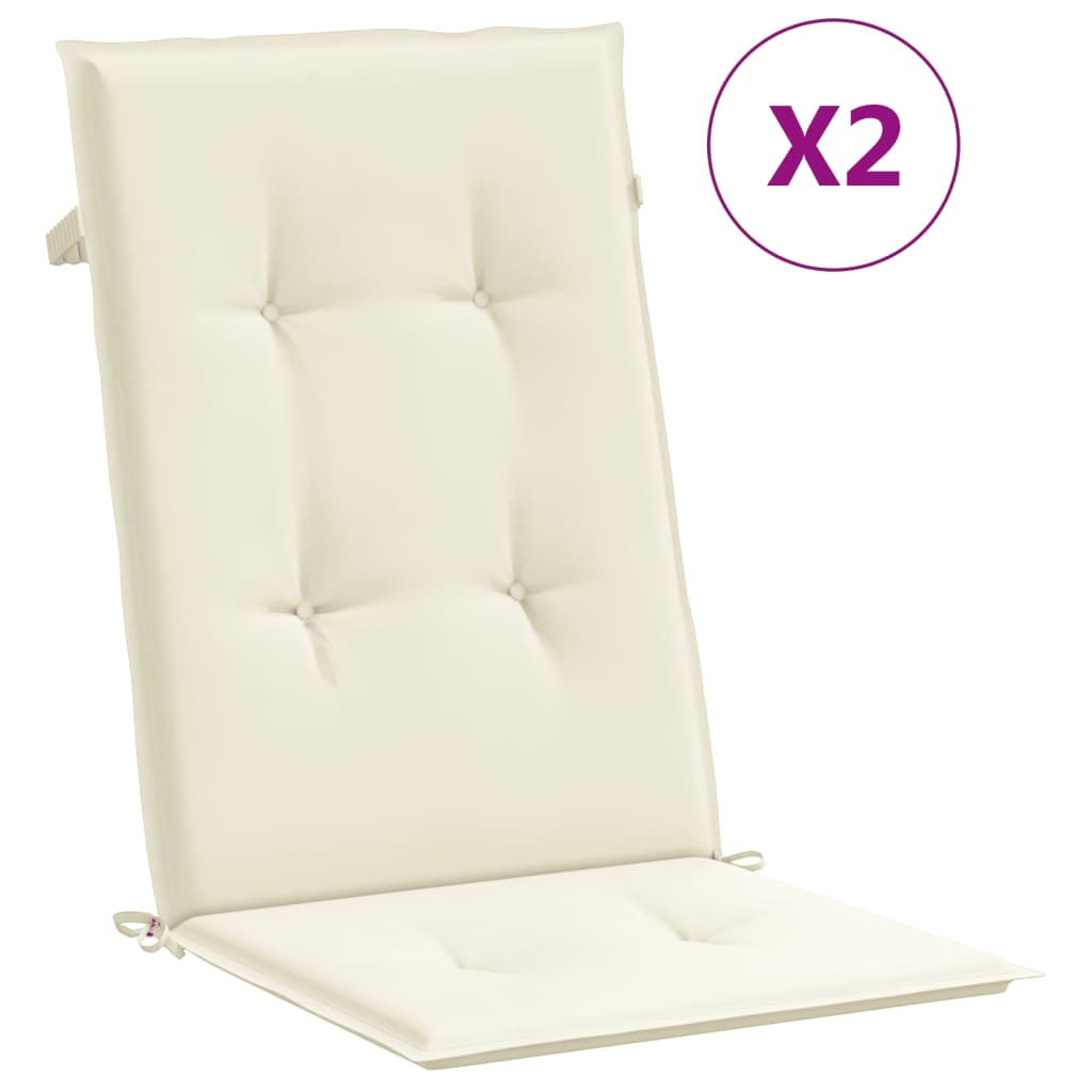 Cojines de silla de jardín de Vidaxl 6 st alto trasero 120x50x3 cm de crema de tela -colocada