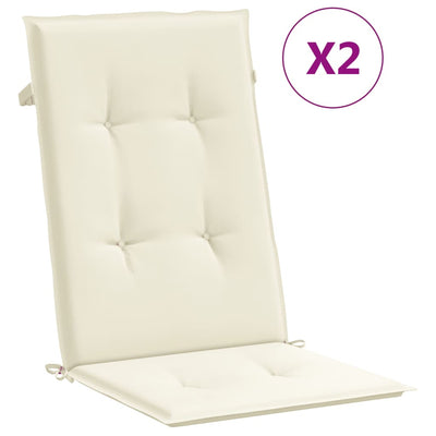 Cojines de silla de jardín de Vidaxl 6 st alto trasero 120x50x3 cm de crema de tela -colocada