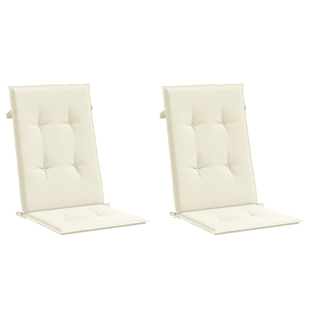 Cojines de silla de jardín de Vidaxl 6 st alto trasero 120x50x3 cm de crema de tela -colocada